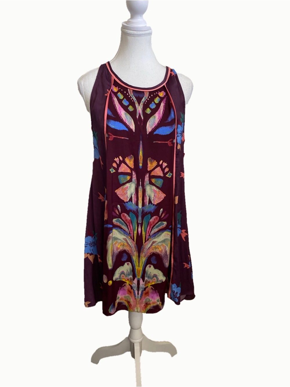 Free People Multicolor Floral Print Sleeveless Swing mini Dress L